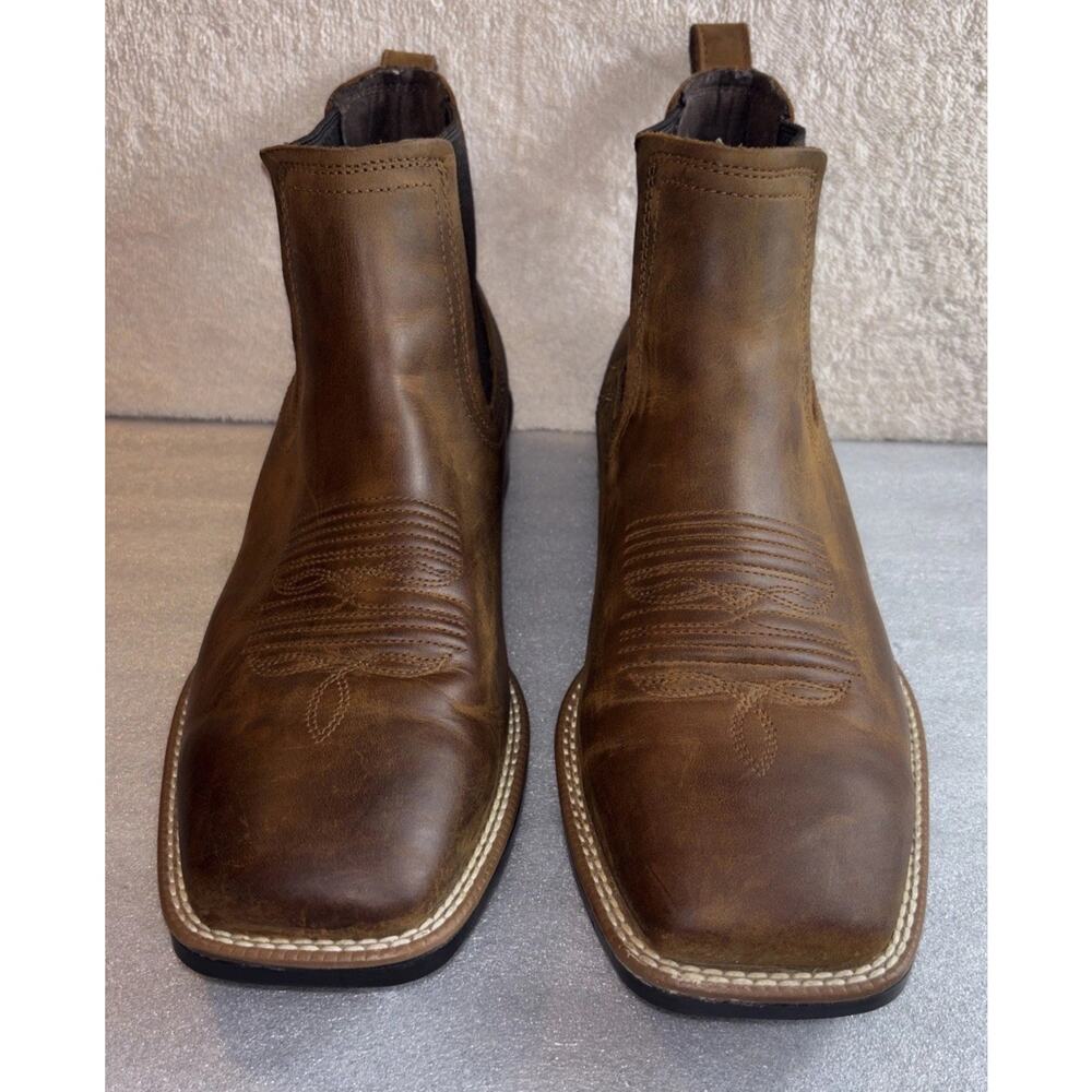 Men's Ariat Booker Western Chelsea Wide Square Toe Boots Brown 10031452 10 D